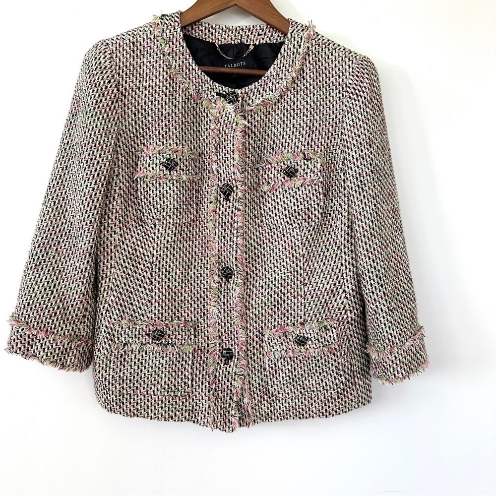 Talbots Multi-Color Tweed Cropped Blazer